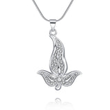 Sterling Silver Plated Necklace Pendant Leaf Flower 18" 1MM Lobster Clasp B371