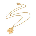 Stainless Steel Set Pendant Necklace Earrings Clover 17.5" 11x9.5x1mm 0.7mm Z819