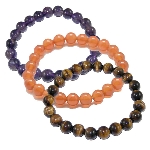 LZD Gemstone Bracelet Rose Quartz Amethyst  Tiger 5.2cm Diameter Bead 8mm P517