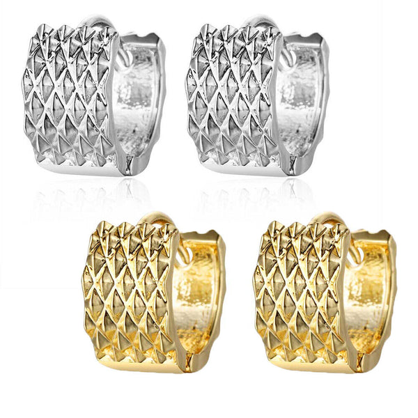 Platinum Gold Hoop Earrings 14x15x8mm  1mm P186