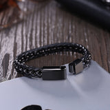 Stainless Steel Leather Bracelet 8 Inches 13MM Magnetic L348