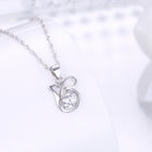 Sterling Silver Necklace Pendant Drop AAA Zirconia 18" 1MM Lobster Clasp B446