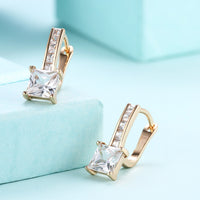 Yellow Gold Plated Earrings  Hoop Huggies AAA Zirconia  Latch Back Clasp L551