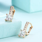 Yellow Gold Plated Earrings  Hoop Huggies AAA Zirconia  Latch Back Clasp L551