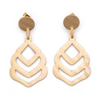 Stainless Steel Dangle Stud Earrings Laser Cut Teardrop Gold 57mm 0.8mm Z340