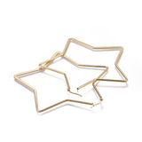 201 Stainless Steel Hoop Earrings Star Gold 95x96x2mm BIG 3.7" Inches P543