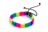 Genuine Leather Woven Handmade Bracelet Men's Unisex Wrap Tribal Rainbow H213