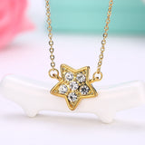 Yellow Gold Plated Necklace Pendant Star Zirconia 20 Inches 1MM Lobster B175