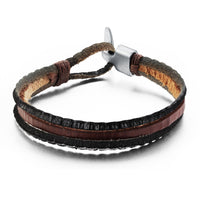 Genuine Cow Leather Bracelet Brown Black Unisex  Hook Clasp  G326