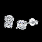 Platinum Earrings Stud AAA Zirconia Push Back Antiallergic  0.18" L162