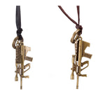 Genuine Leather Necklace Unisex Pendant Gun Adjustable Size Slide Clasp B489