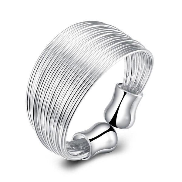 Adjustable Brass Cuff Rings Open Rings Size 6 Silver Color 16mm Z674