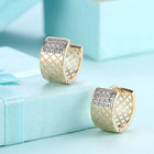 Yellow Gold Plated Earrings  Hoop Huggies AAA Zirconia  Latch Back Clasp L573