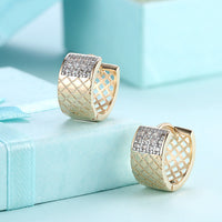 Yellow Gold Plated Earrings  Hoop Huggies AAA Zirconia  Latch Back Clasp L573
