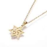 Stainless Steel Set Earring Pendant Necklace Star Gold 18" P820