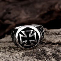 Stainless Steel Antique Gothic Biker Tribal Ring Black Men's Unisex Cross B205