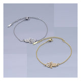 Stainless Steel Link Bracelet Lobster Clasp Hamsa Silver Gold Adjustable P261