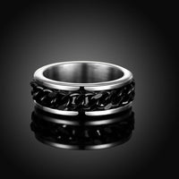 Stainless Steel Band Wedding Ring Black Men's Unisex Chain B423