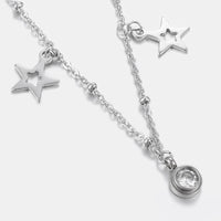 Stainless Steel Charms Bracelet Cubic Zirconia Lobster Star Clear  7.8" Z109