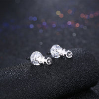 Sterling Silver Plated  Earrings  Stud AAA Zirconia  Push Back Clasp L783