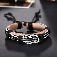 Leather Bracelet Adjustable Size Handmade13MM Lace Up Clasp L480