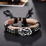 Leather Bracelet Adjustable Size Handmade13MM Lace Up Clasp L480