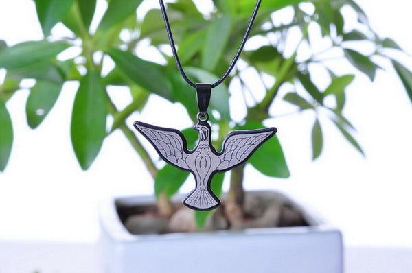 Men's Unisex Stainless Steel Leather Necklace Pendant Bird L22