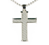 Stainless Steel Cross Pendant Beads Necklace Unisex Silver L159