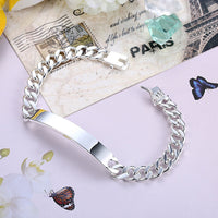 Women's Mens Unisex Sterling Silver Plated ID Bracelet 8" L22