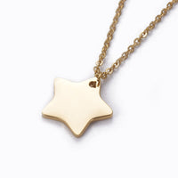 Stainless Steel Pendant Necklace Chain Star Word Love Gold 17" A205