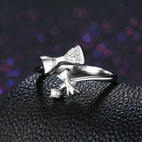 Sterling Silver Plated Fashion Resizable Ring AAA Zirconia Women Heart B419