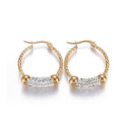 Gold Tone Stainless Steel Hoop Earrings Polymer Clay Zirconia Ring A184