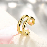 Gold Plated Fashion Ring Open Double Line For Women B159