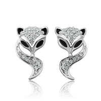 White Gold Zirconia Stud Fox Earrings L72