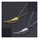 Stainless Steel Pendant Necklace Lobster Clasp Wing Silver 17.7" 1.5mm P50