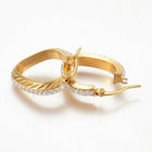 304 Stainless Steel Hoop Earrings Clay Rhinestone Gold  0.9" Pin 1x0.8mm  P592