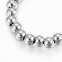 304 Stainless Steel 6MM Beaded Stretch Adjustable Bracelet Round Silver Z171