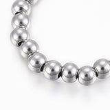 304 Stainless Steel 6MM Beaded Stretch Adjustable Bracelet Round Silver Z171