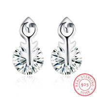 Sterling Silver Plated  Earrings  Stud AAA Zirconia  Push Back Clasp L783