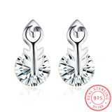 Sterling Silver Plated  Earrings  Stud AAA Zirconia  Push Back Clasp L783