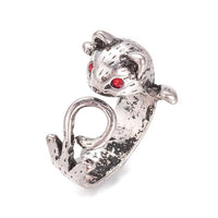 Alloy Ring Squirrel Adjustable Cat Antique Silver Size 6 Adjustable 16mm P435