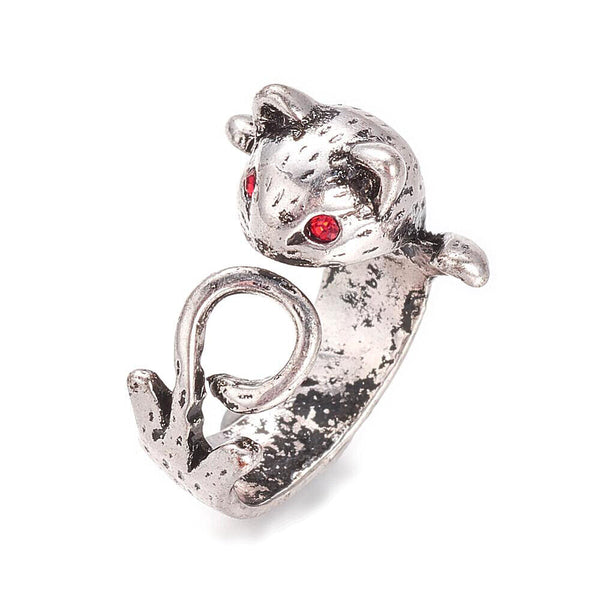 Alloy Ring Squirrel Adjustable Cat Antique Silver Size 6 Adjustable 16mm P435