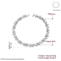 Platinum Plated Bracelet Zirconia Snap Box 8 Inches 7MM L151