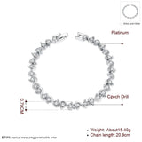 Platinum Plated Bracelet Zirconia Snap Box 8 Inches 7MM L151