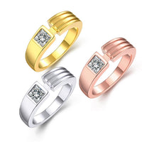 Gold Platinum  Plated Statement Ring AAA Zirconia Women B252