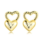 Yellow Gold Plated Earrings Heart Stud Push Back Clasp L495