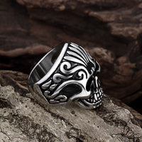 Stainless Steel Vintage Antique Ring Mens Skull Biker Ghotic Black B523