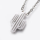 Stainless Steel Pendant Necklaces Lobster Cable Cactus Silver 16.5'' 42cm Z573