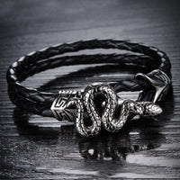 Stainless Steel Genuine Leather Bracelet Silver Men's Unisex Hook Clasp G312