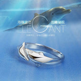 Fashion Style Brass Dolphin Lover Cuff Ring platinum Size 6 Adjustable 16mm P389